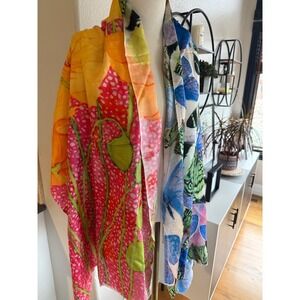 NIQUEA.D Silk Butterfly Floral 28x72 Scarf Wrap Shawl Pashmina Wearable Art Chic